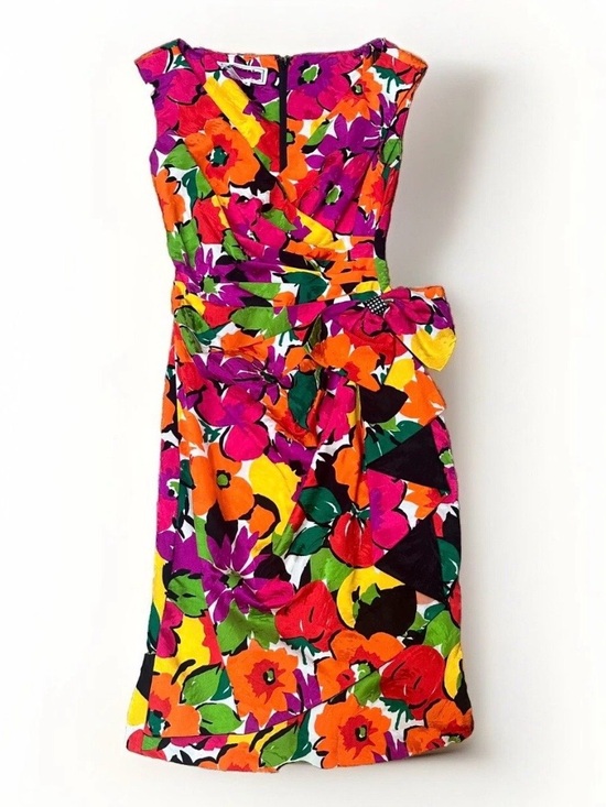 A.J. Bari Dresses & Skirts - Vintage 80s 90s 100% Silk A.J. Bari Floral Garden Party Knee Length Dress Sz 2